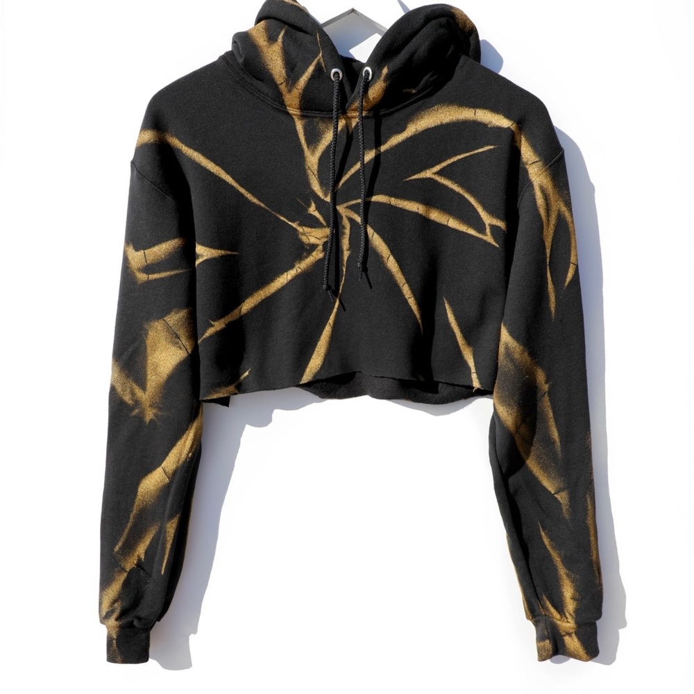 Myrrhe Cropped Hoodie Black Gold Size XS